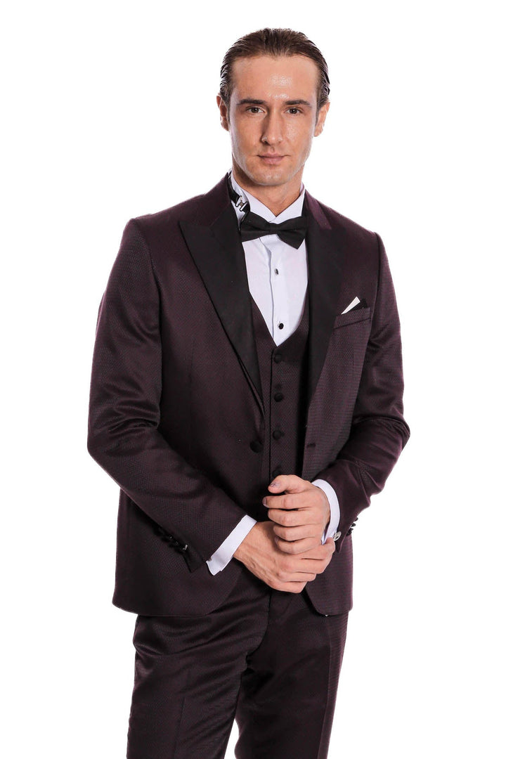 WSS Claret Red and Black Tuxedo for Men  - Enerhodar