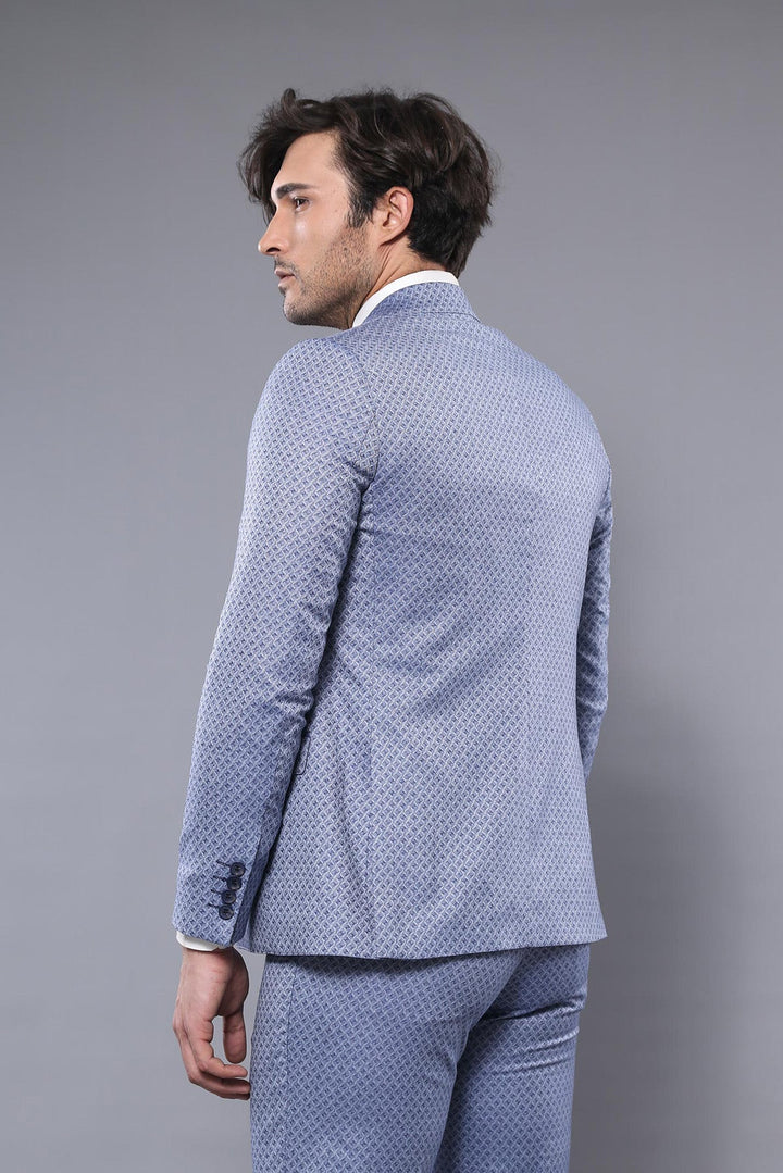 WSS Self Patterned Vested Blue Suit  - Waxahachie