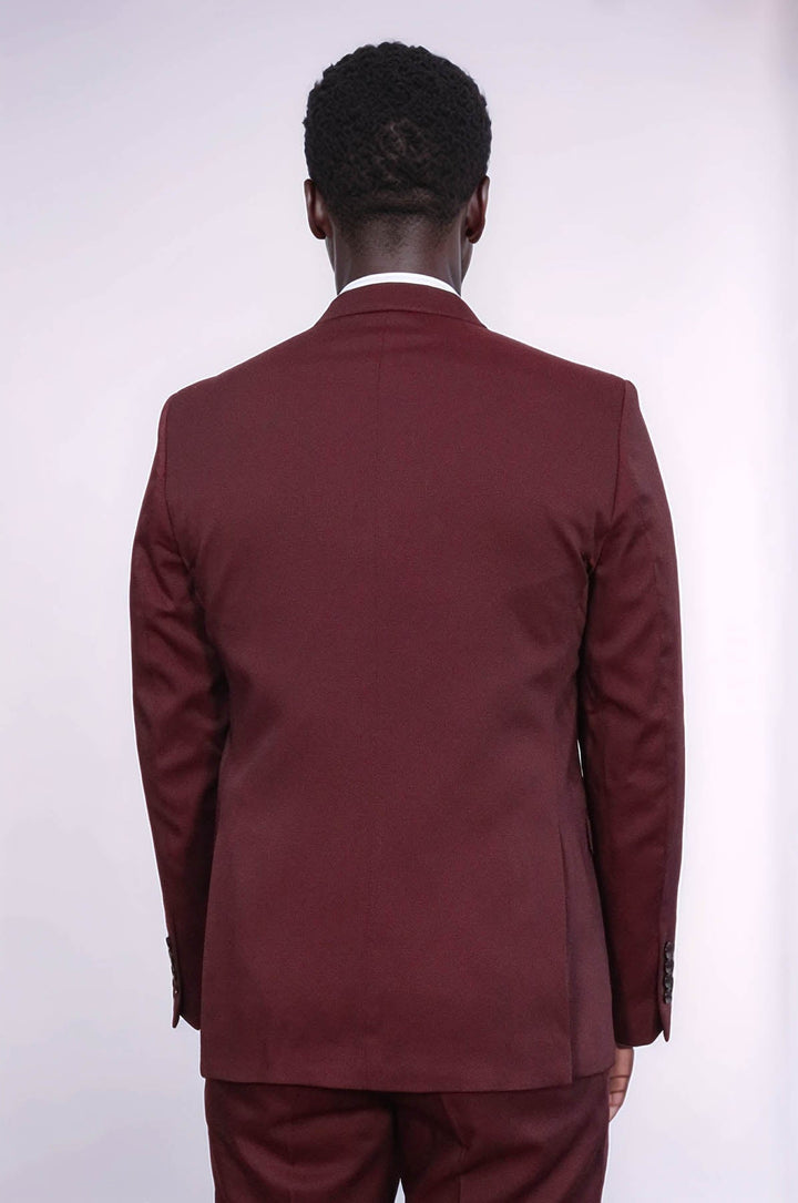 WSS Patterned Claret Red Vested Suit - Sesimbra