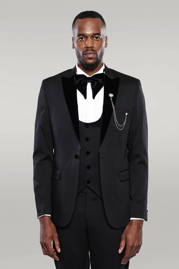 WSS Patterned Jacket Black Men's Tuxedo  - Singen