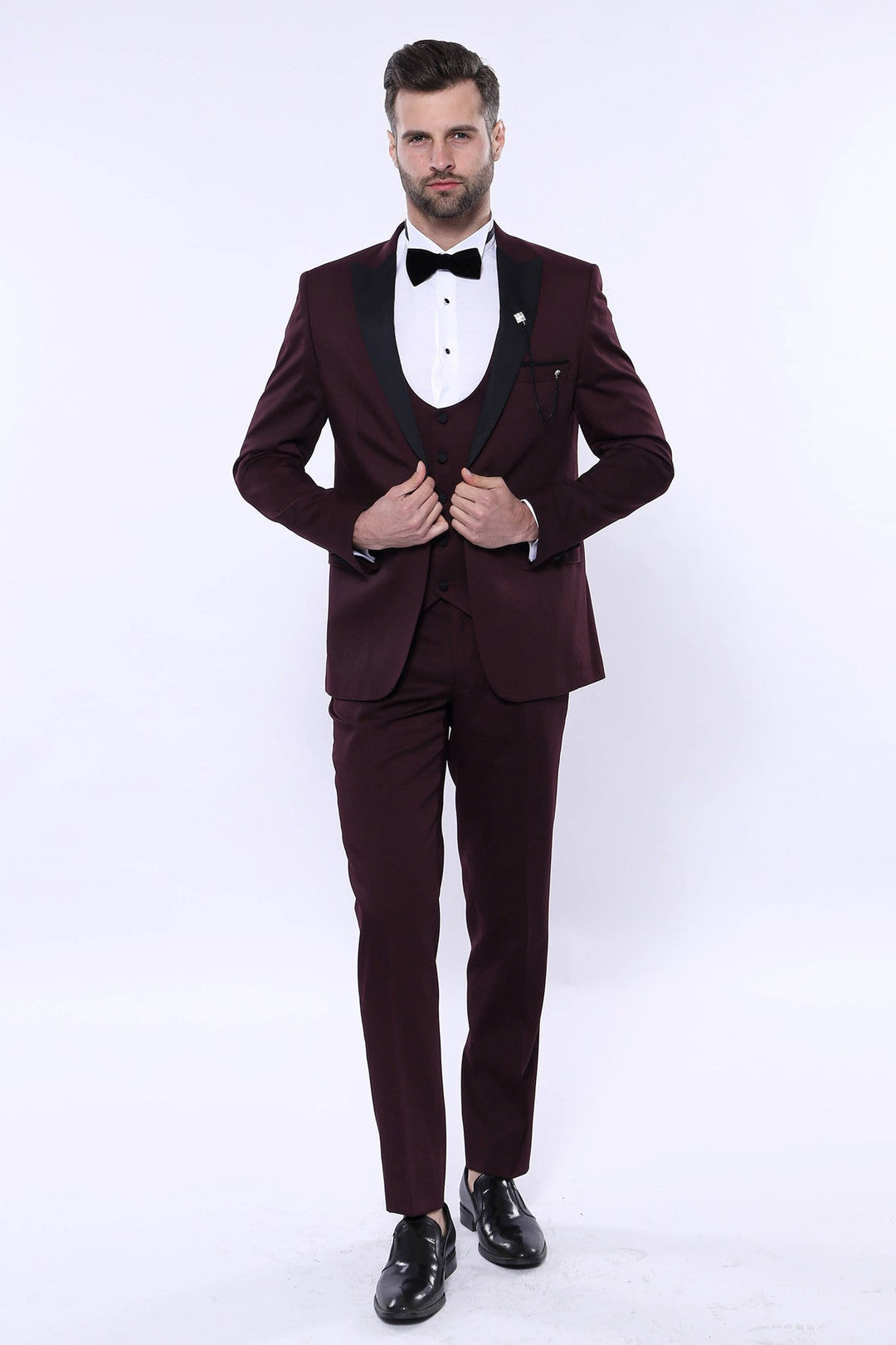WSS Detachable Lapel Burgundy Suit  - Charleston