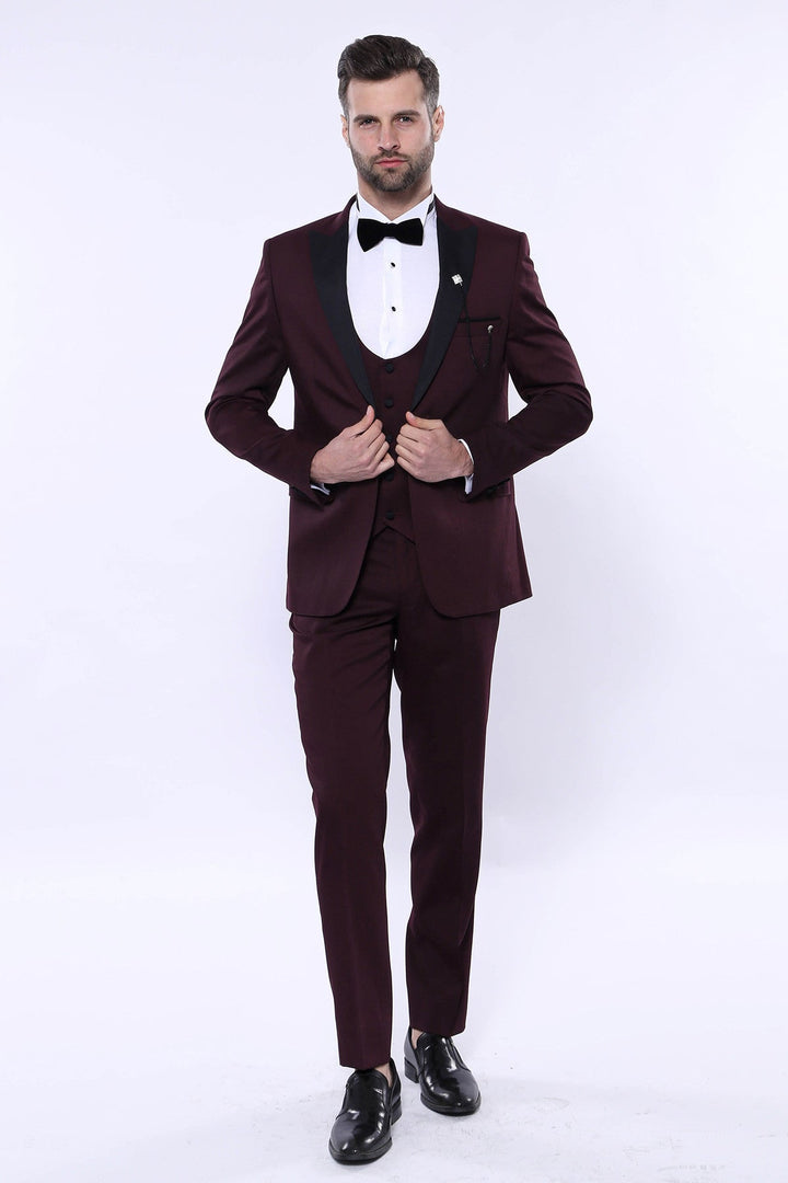 WSS Detachable Lapel Burgundy Suit  - Charleston