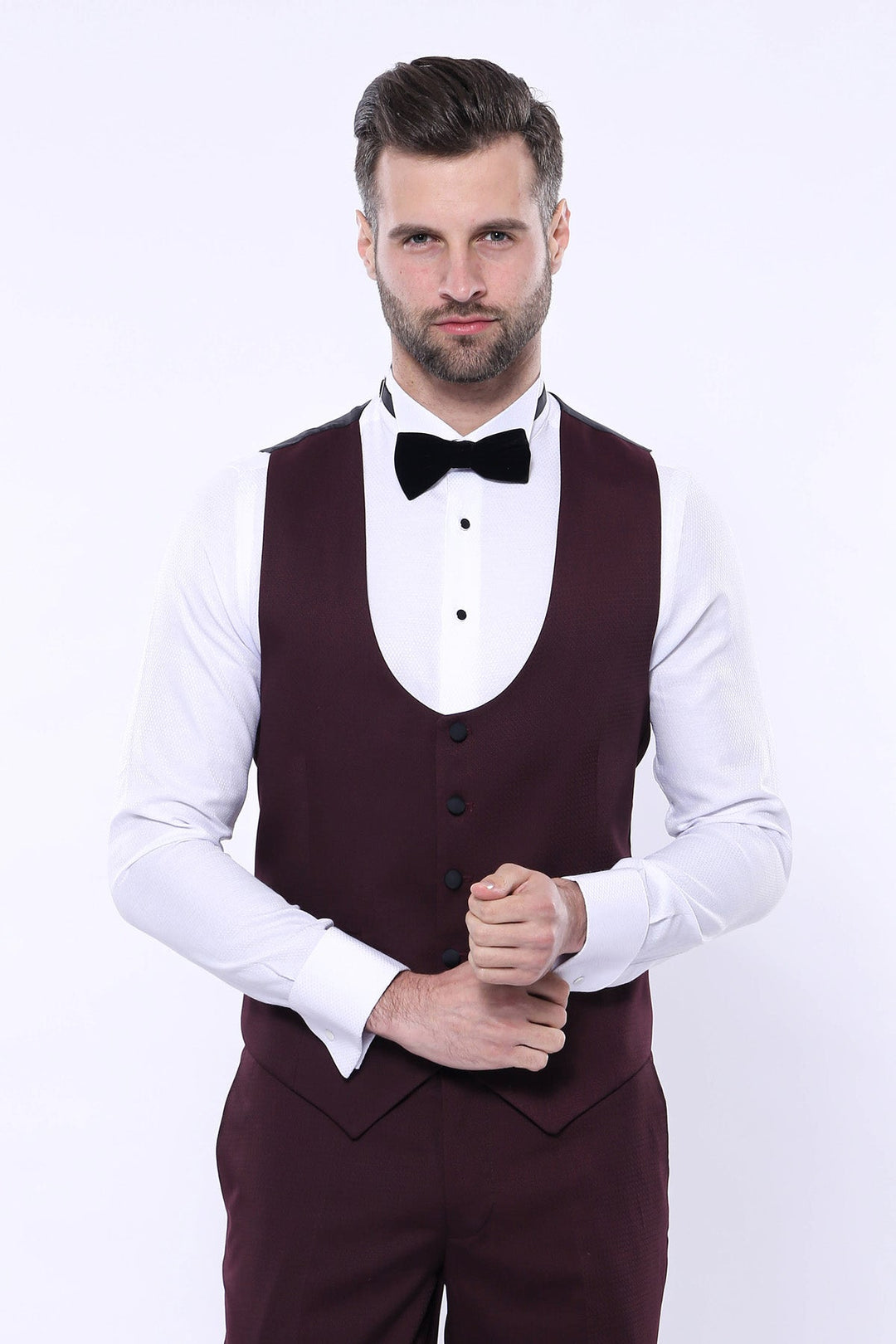WSS Detachable Lapel Burgundy Suit  - Charleston