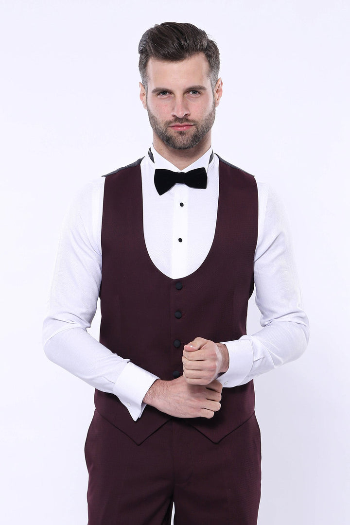 WSS Detachable Lapel Burgundy Suit  - Charleston