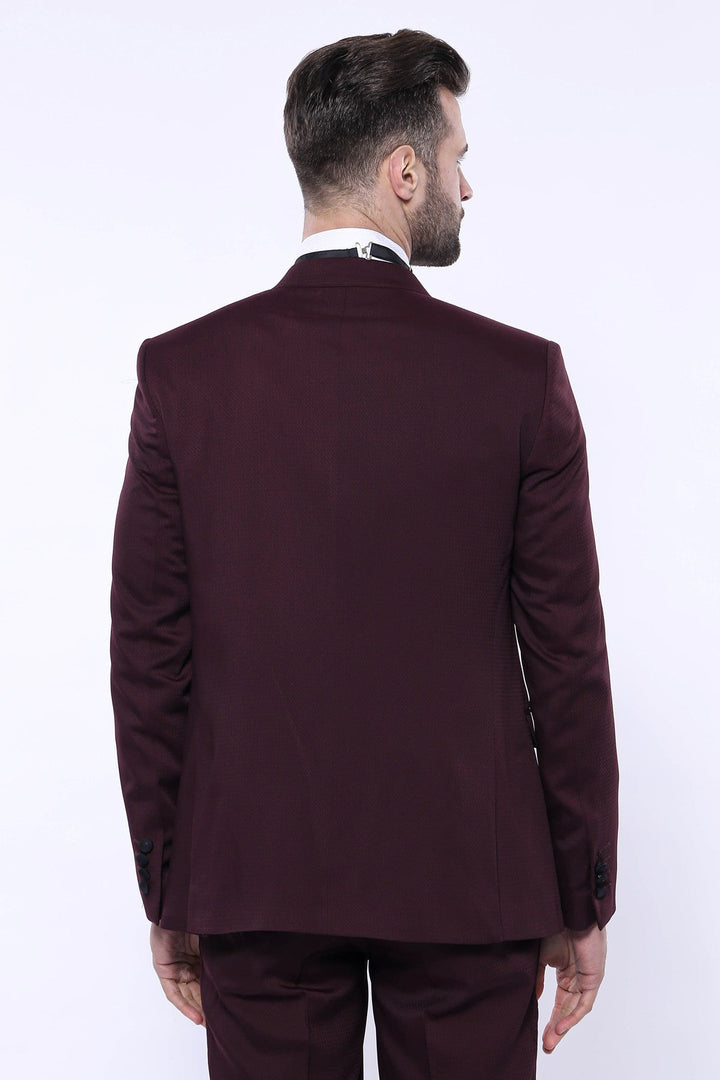 WSS Detachable Lapel Burgundy Suit  - Charleston
