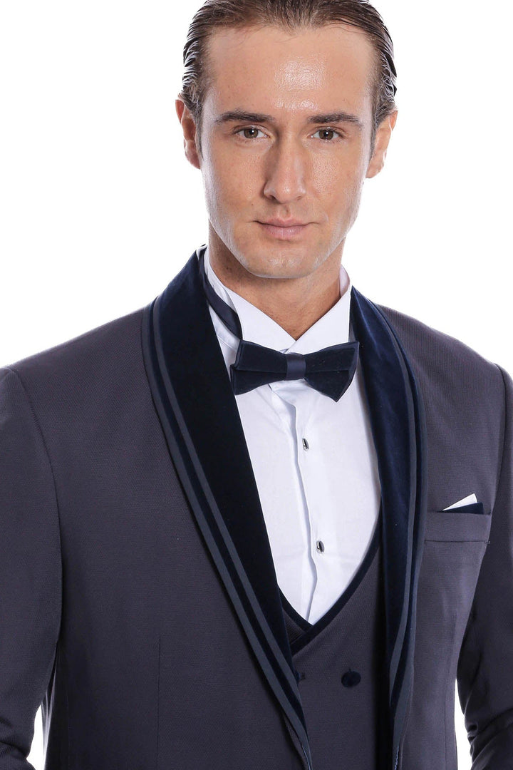 WSS Detachable Velvet Lapel Navy Blue Tuxedo  - Atotonilco el Alto