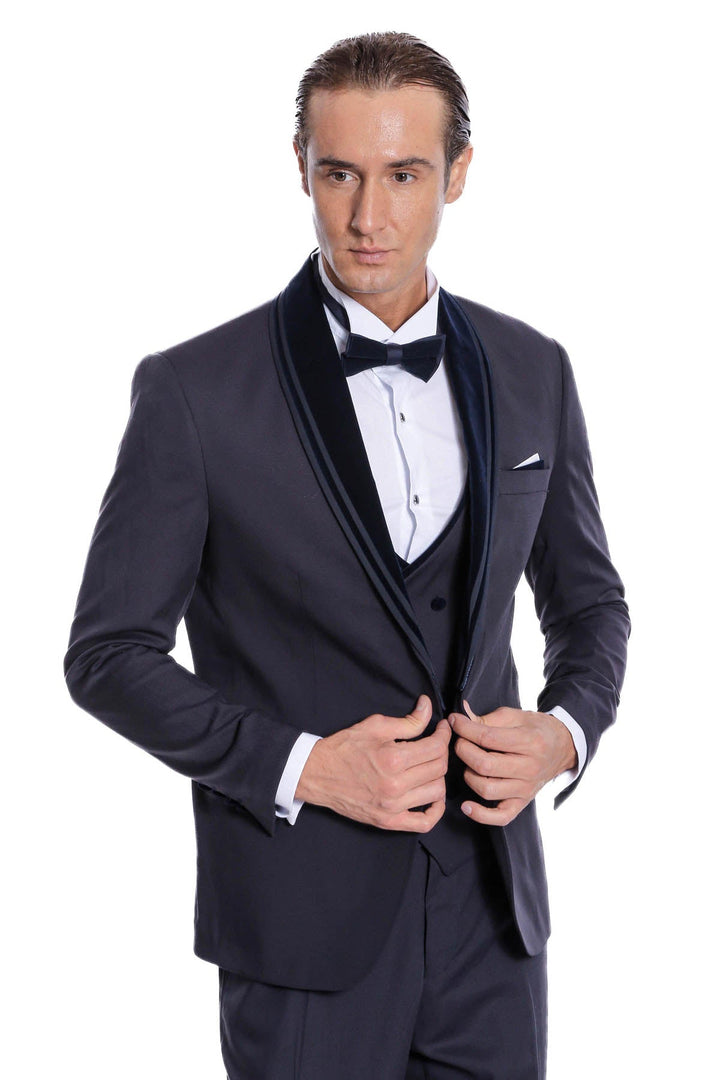 WSS Detachable Velvet Lapel Navy Blue Tuxedo  - Atotonilco el Alto