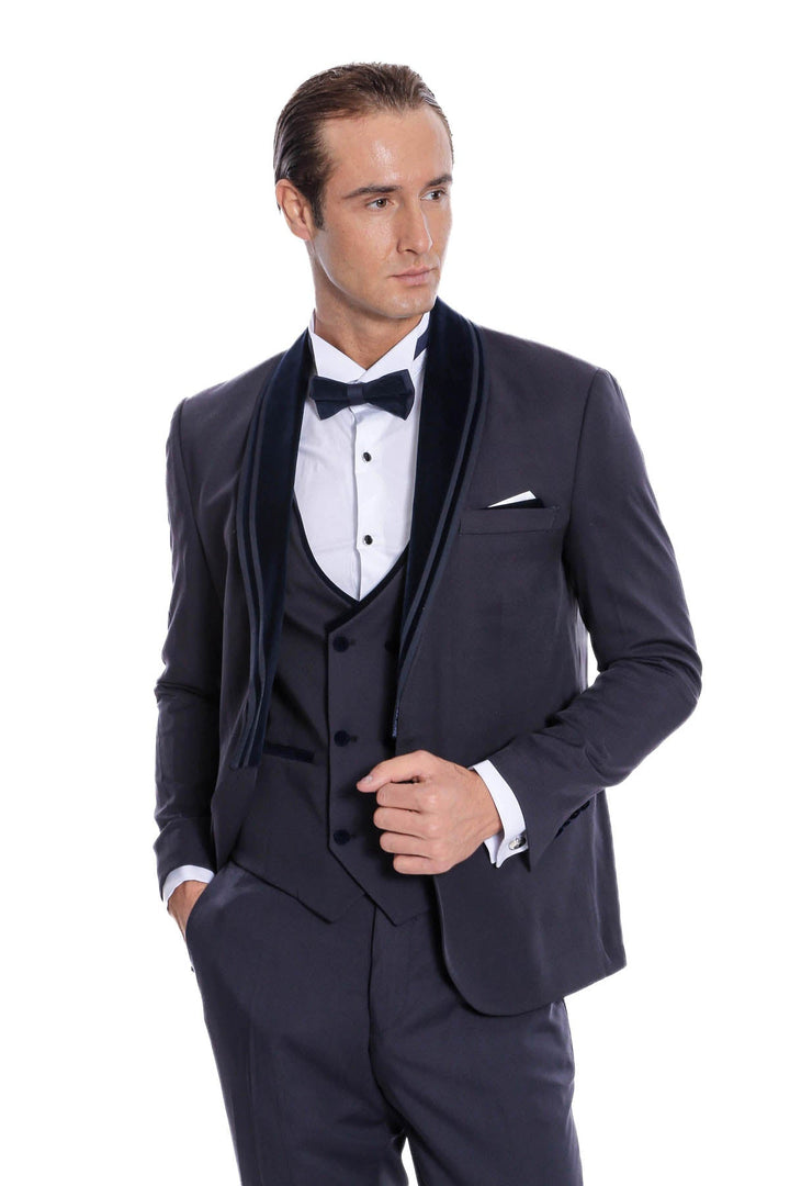 WSS Detachable Velvet Lapel Navy Blue Tuxedo  - Atotonilco el Alto