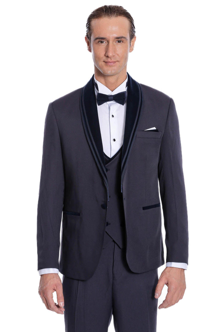 WSS Detachable Velvet Lapel Navy Blue Tuxedo  - Atotonilco el Alto