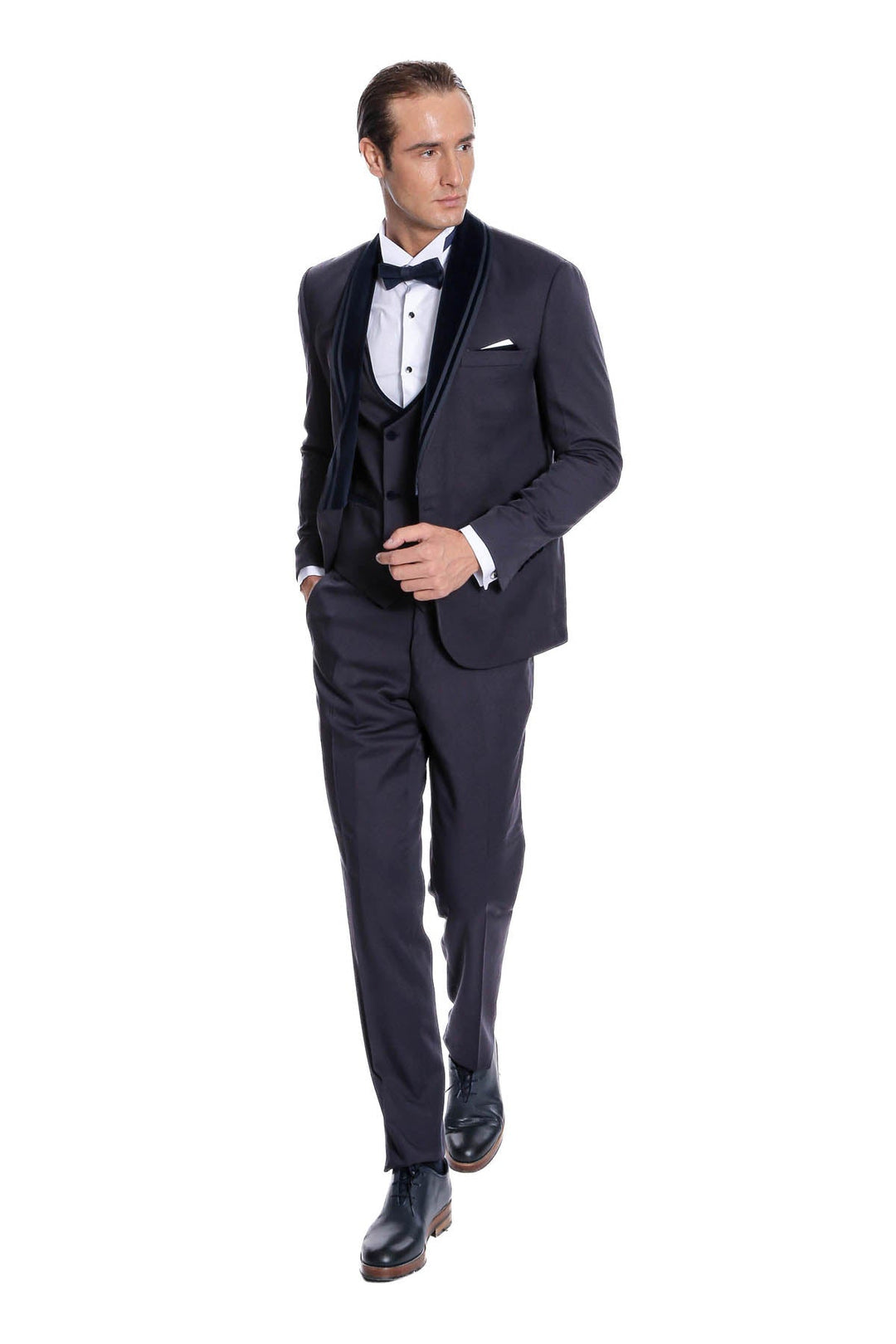 WSS Detachable Velvet Lapel Navy Blue Tuxedo  - Atotonilco el Alto