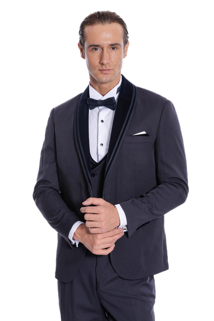 WSS Detachable Velvet Lapel Navy Blue Tuxedo  - Atotonilco el Alto