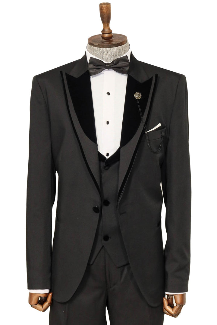 WSS Velvet Collar Patterned Black Tuxedo  - Kassel