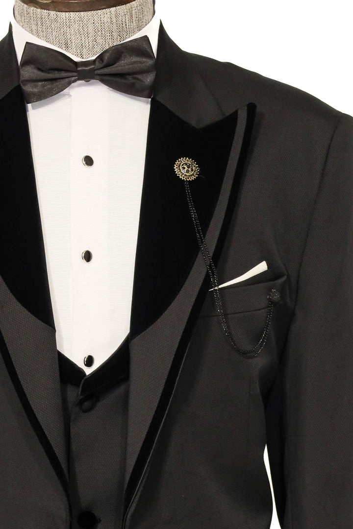 WSS Velvet Collar Patterned Black Tuxedo  - Kassel
