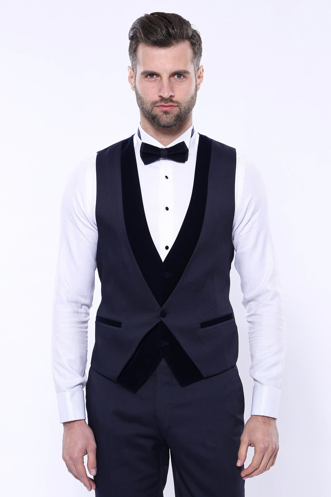 WSS Velvet Collar Patterned Dark Blue Tuxedo  - Craiova