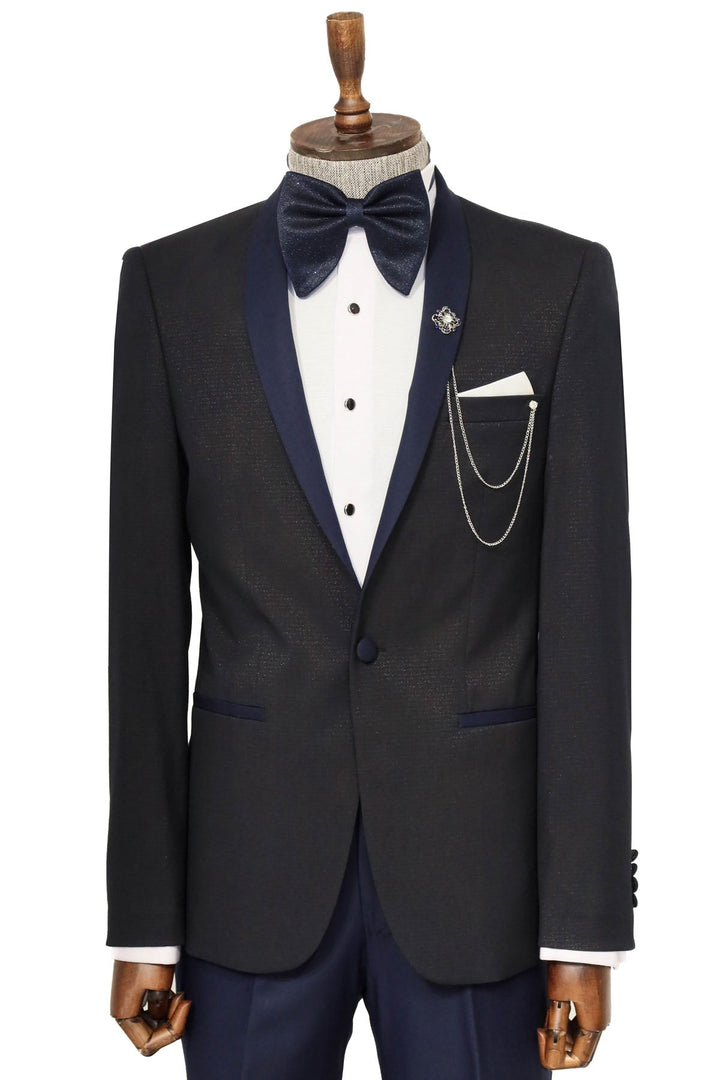 WSS Shawl Lapel Double Breasted Navy Blue Suit  - Nordhorn