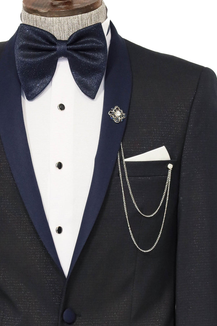 WSS Shawl Lapel Double Breasted Navy Blue Suit  - Nordhorn