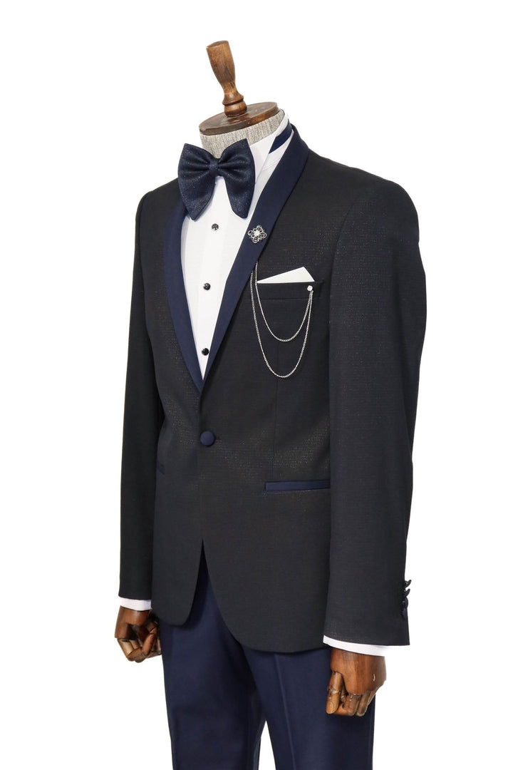 WSS Shawl Lapel Double Breasted Navy Blue Suit  - Nordhorn