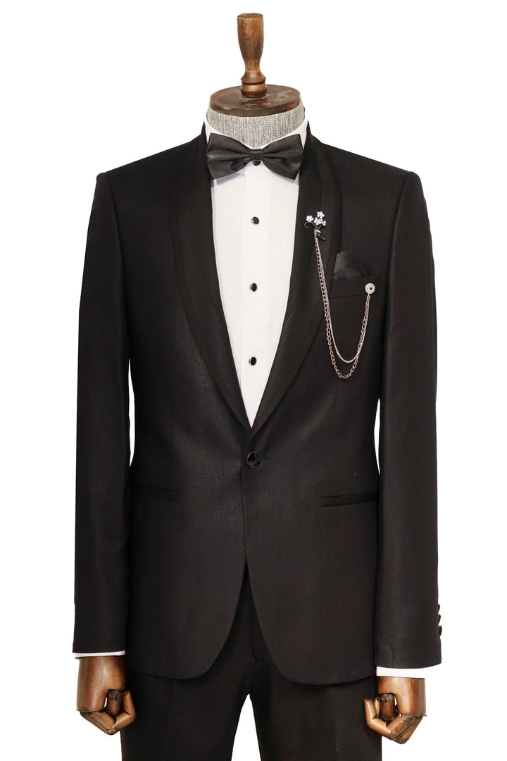 WSS Black Patterned Tuxedo Suit  - Swadlincote