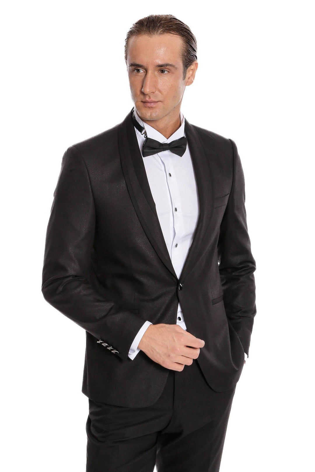 WSS Black Patterned Tuxedo Suit  - Swadlincote