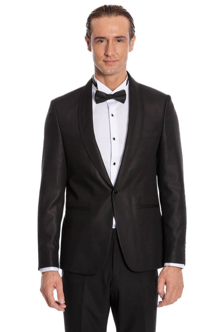 WSS Black Patterned Tuxedo Suit  - Swadlincote