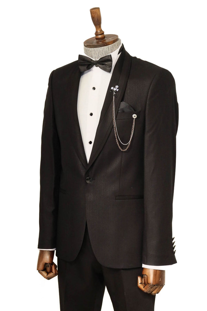 WSS Black Patterned Tuxedo Suit  - Swadlincote