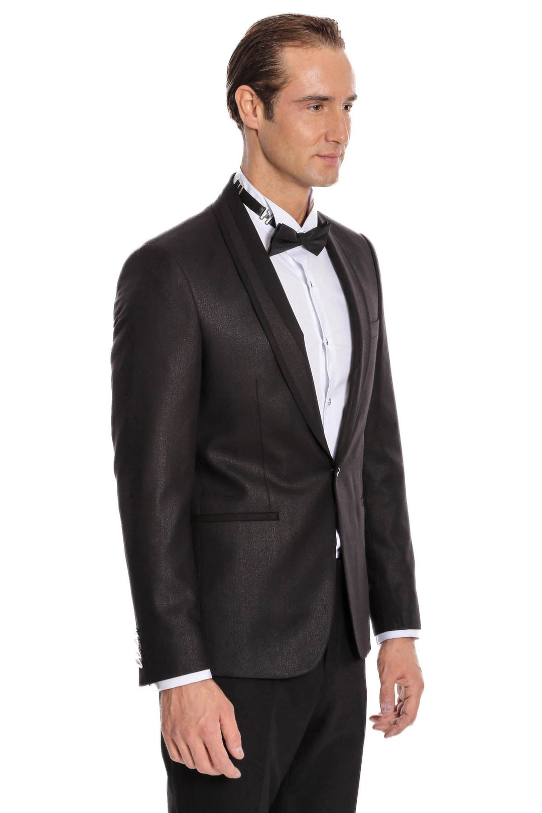 WSS Black Patterned Tuxedo Suit  - Swadlincote