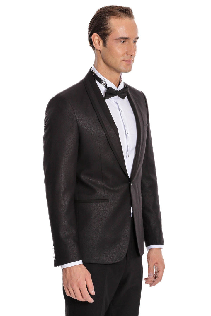 WSS Black Patterned Tuxedo Suit  - Swadlincote