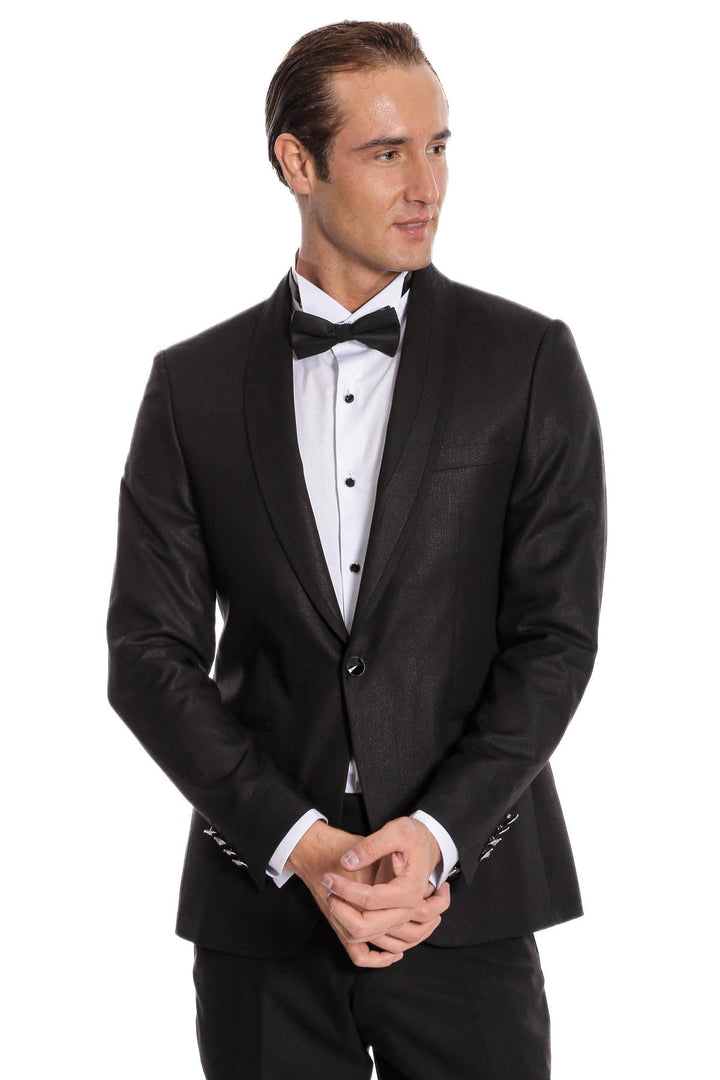 WSS Black Patterned Tuxedo Suit  - Swadlincote