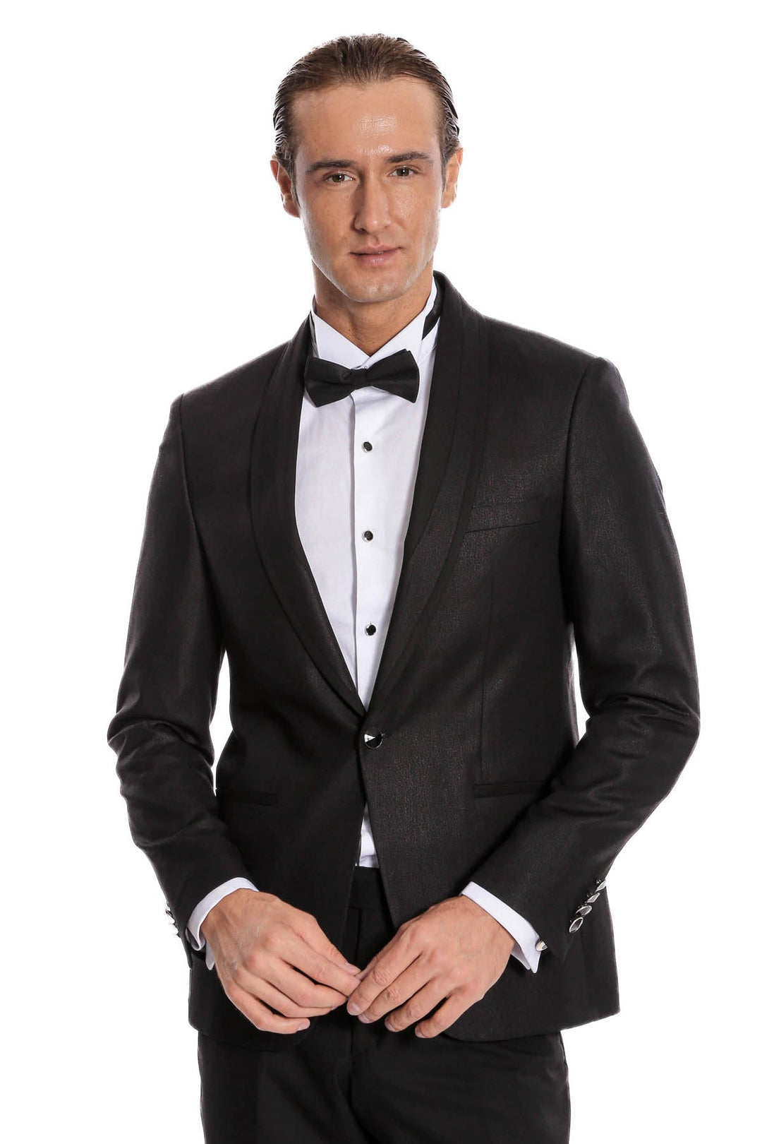 WSS Black Patterned Tuxedo Suit  - Swadlincote