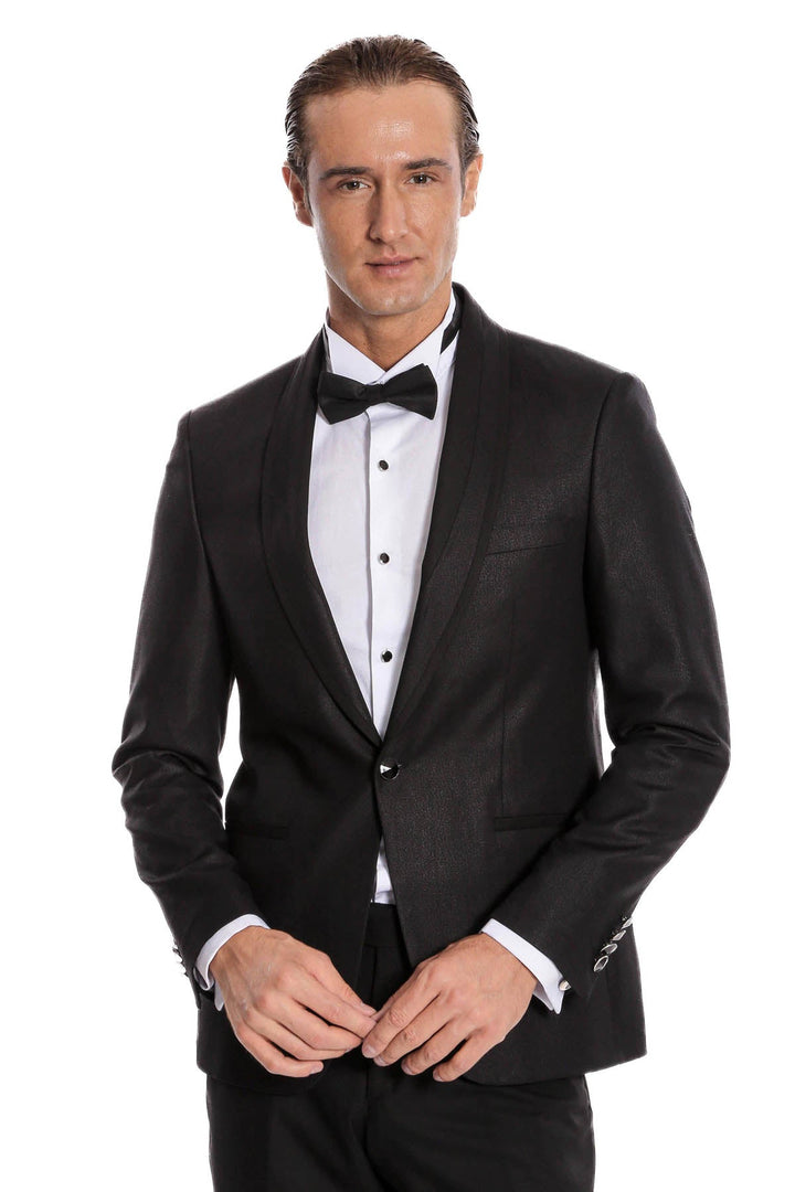 WSS Black Patterned Tuxedo Suit  - Swadlincote