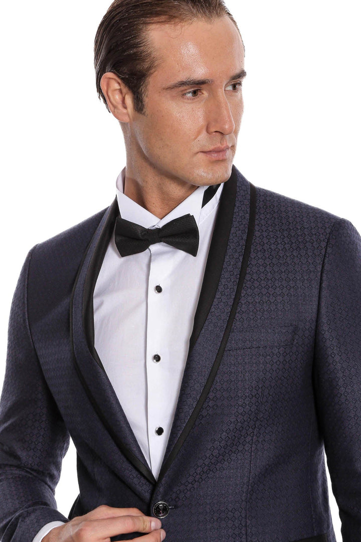 WSS Burgundy Shawl Lapel Patterned Suit  - Hayes