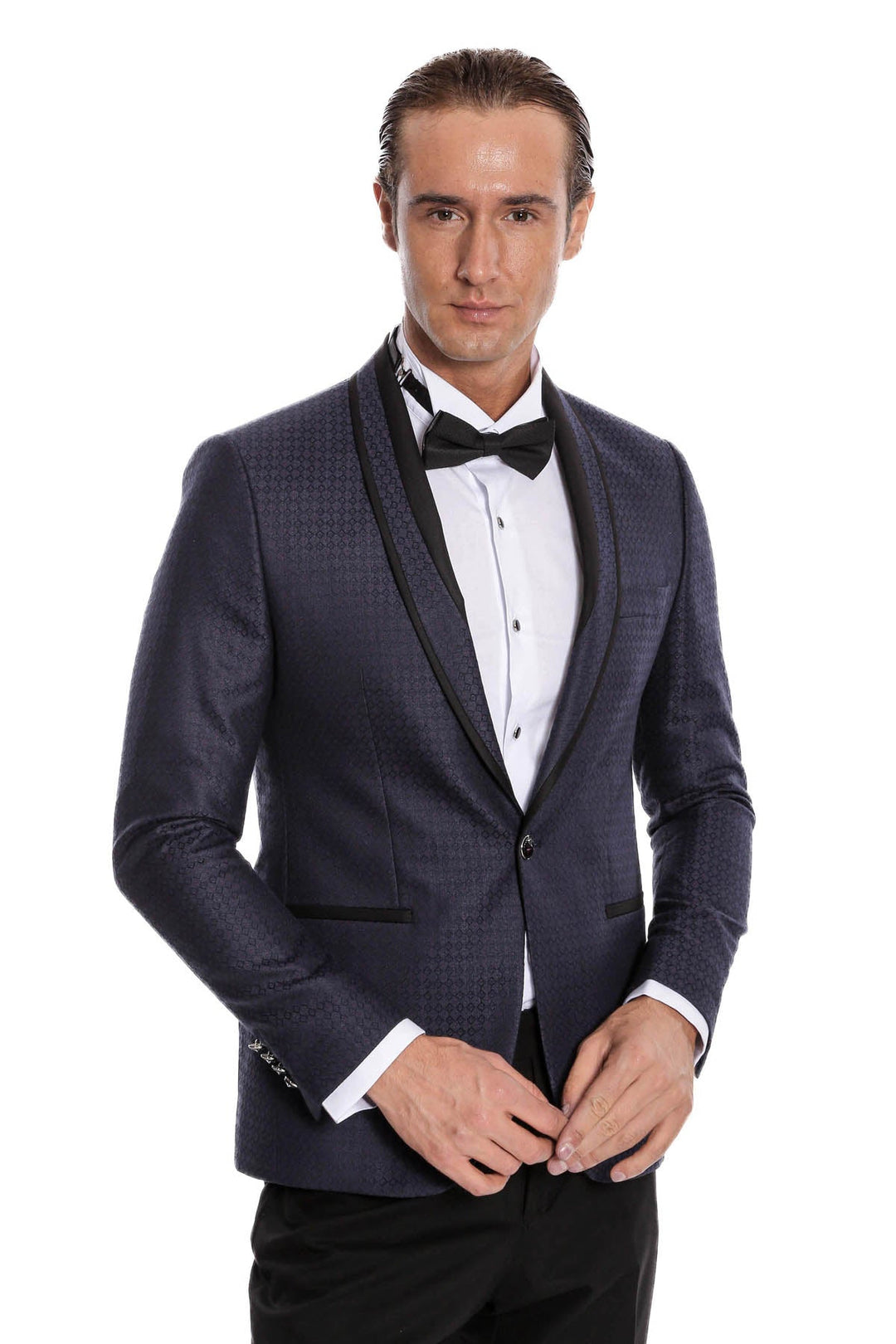 WSS Burgundy Shawl Lapel Patterned Suit  - Hayes