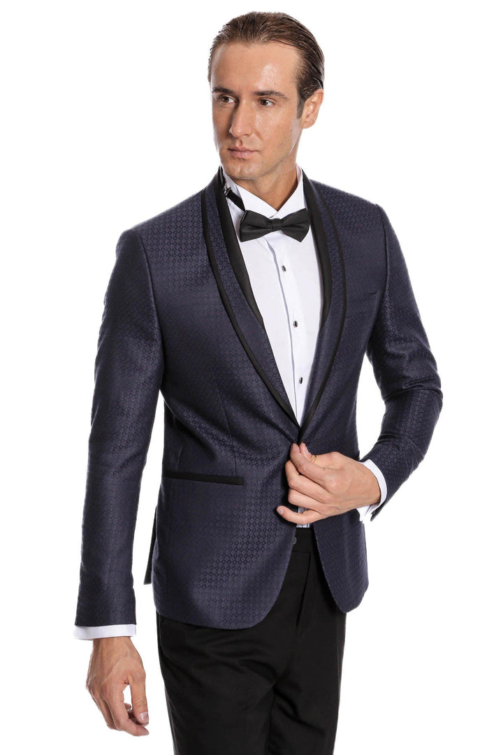 WSS Burgundy Shawl Lapel Patterned Suit  - Hayes