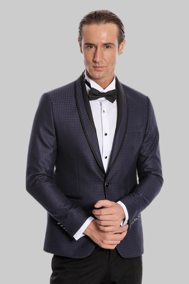 WSS Burgundy Shawl Lapel Patterned Suit  - Hayes