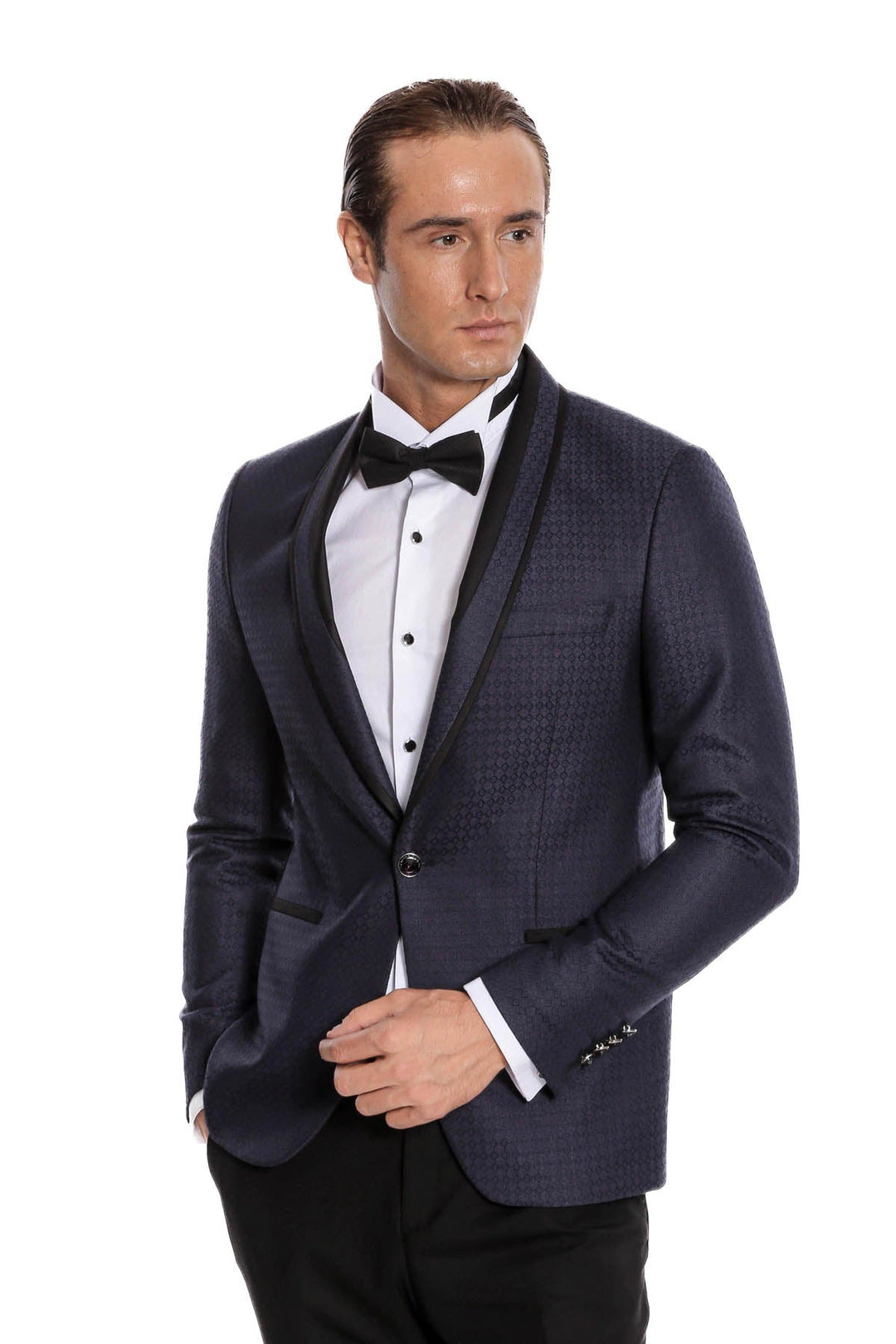 WSS Burgundy Shawl Lapel Patterned Suit  - Hayes