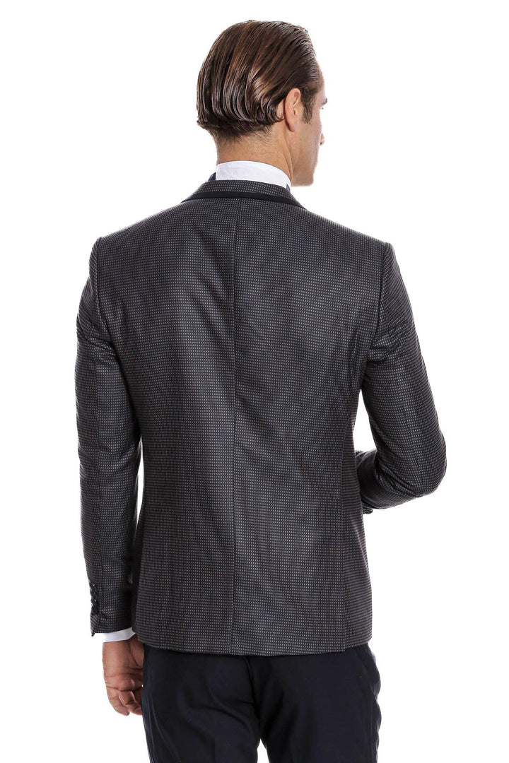 WSS Dot Patterned Vested Navy Blue Wedding Suit   - Messina