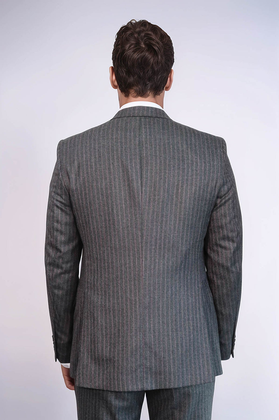 WSS Striped Black Vested Suit  - Kempten