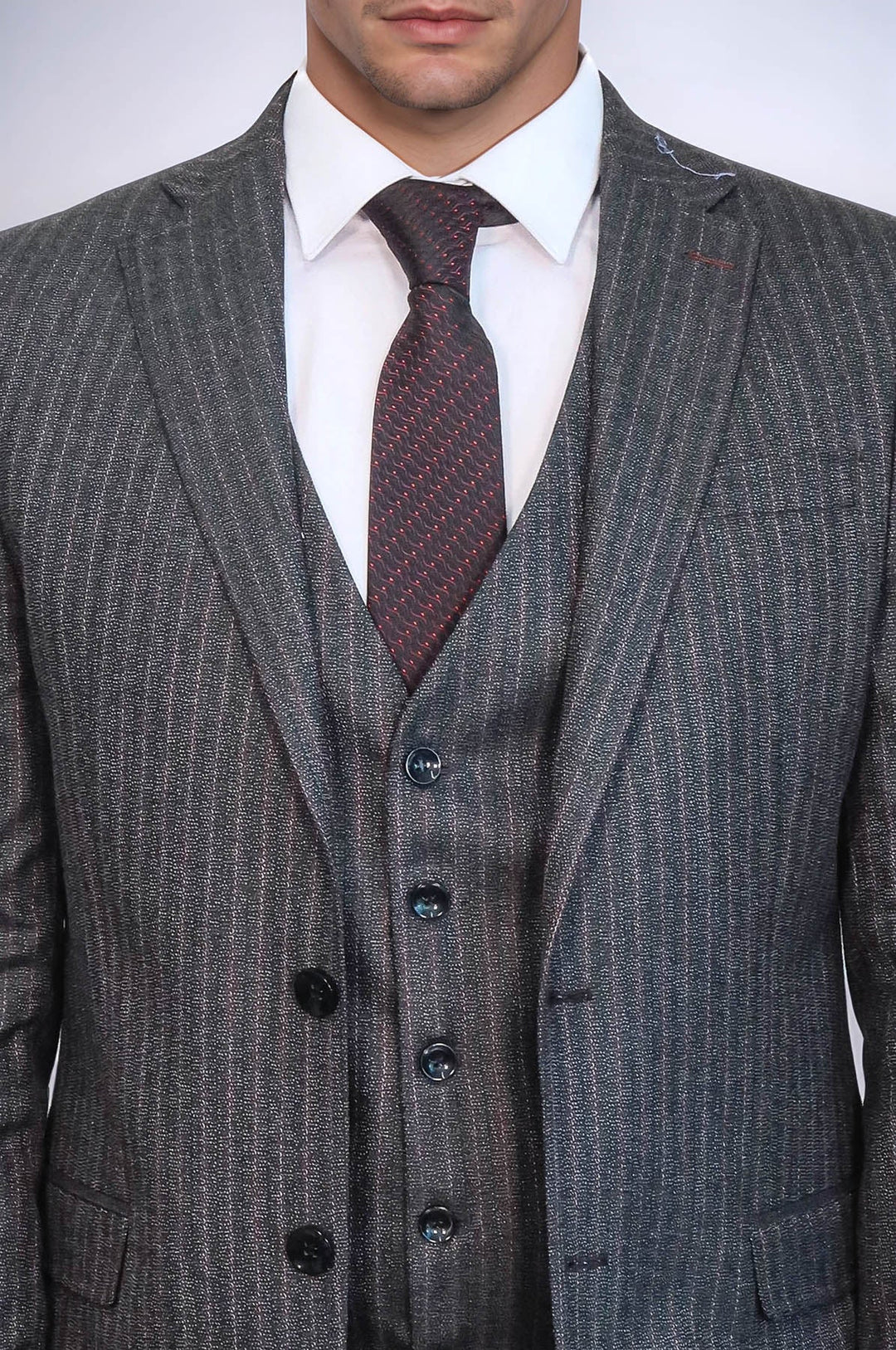 WSS Striped Black Vested Suit  - Kempten