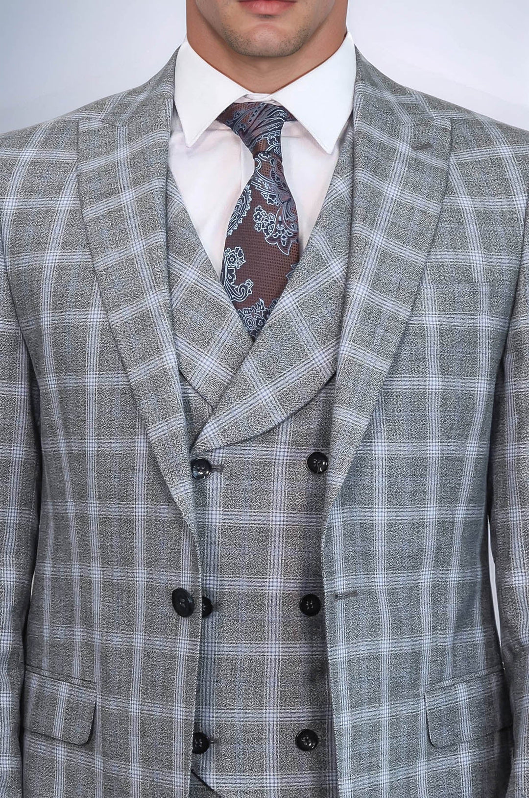 WSS Double Breasted Grey Suit  - Macon