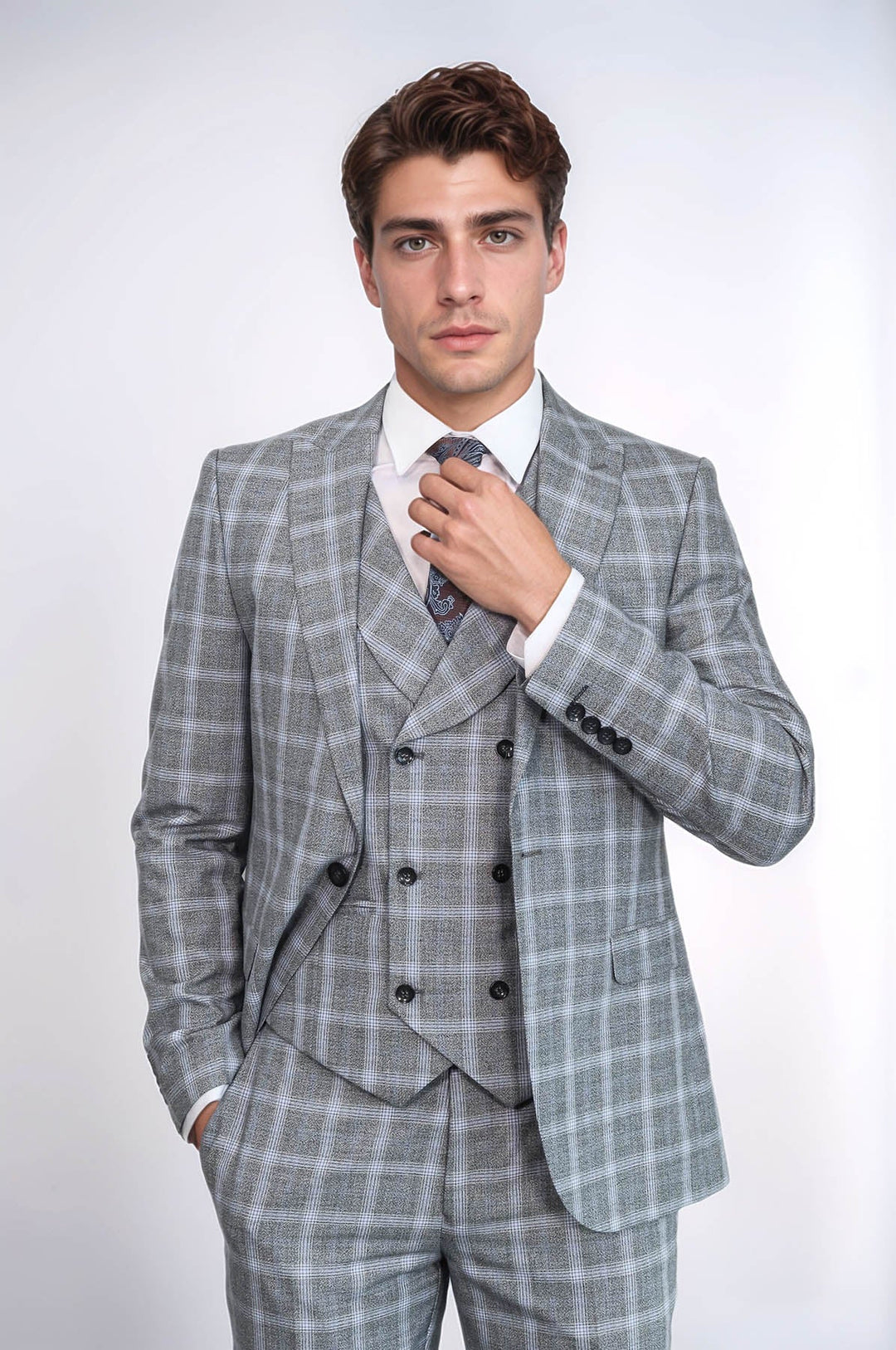 WSS Double Breasted Grey Suit  - Macon