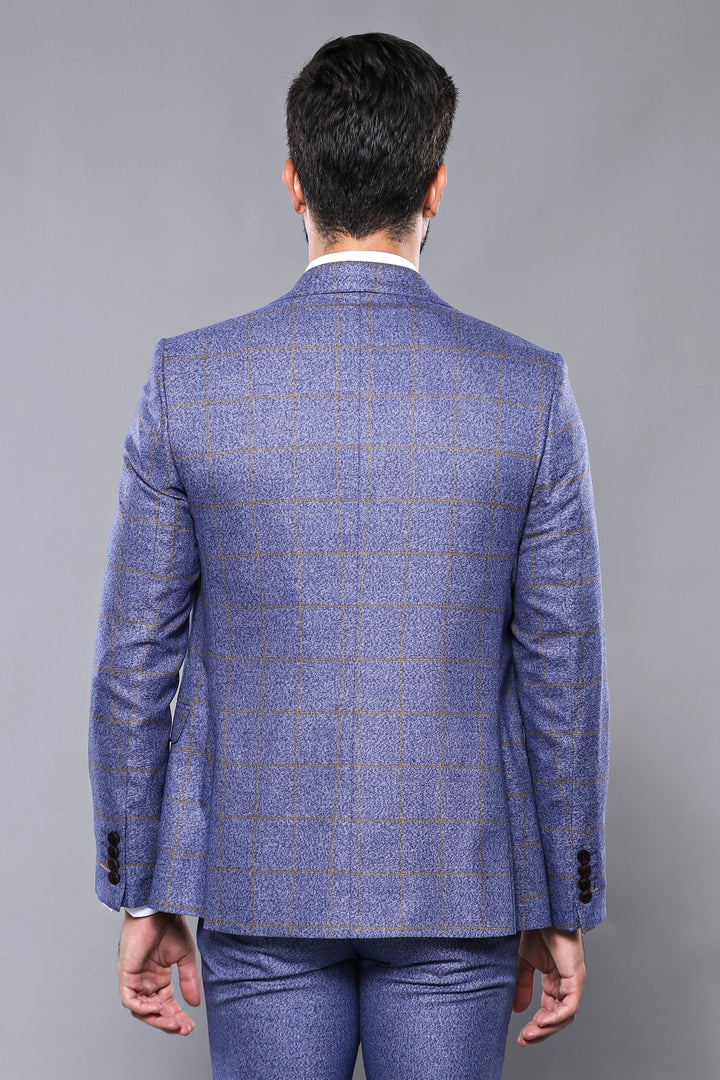 WSS Checked Blue Men's Suit  - Gainesville
