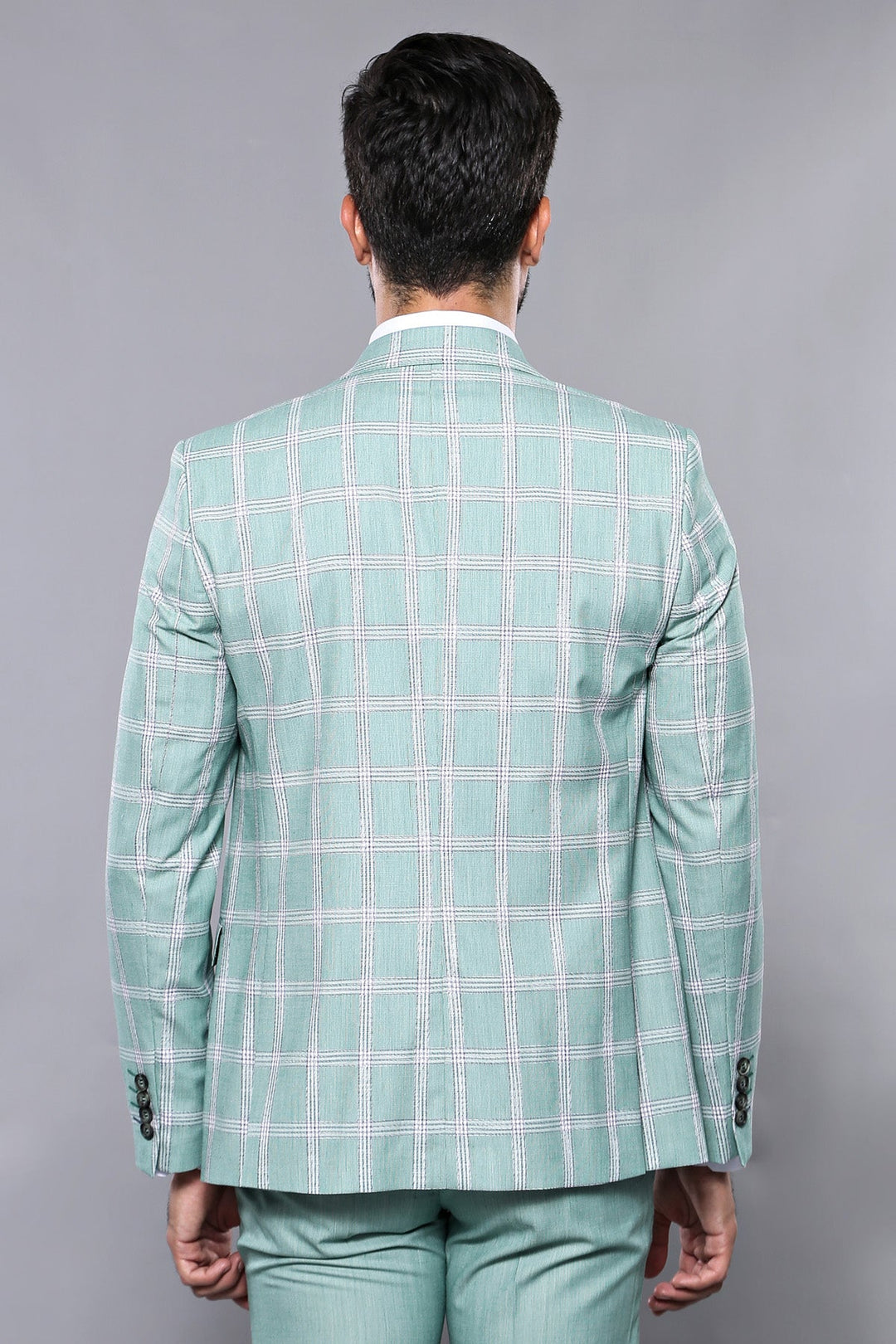 WSS Checked Light Green Vested Suit  - Camden