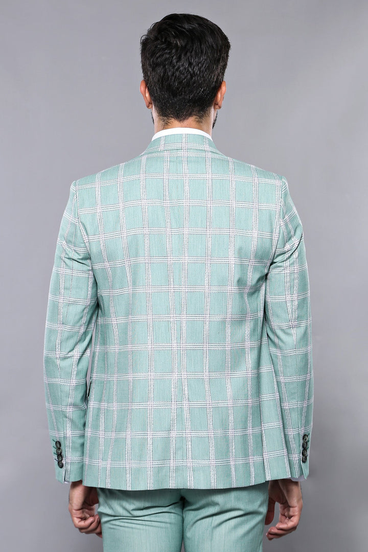 WSS Checked Light Green Vested Suit  - Camden