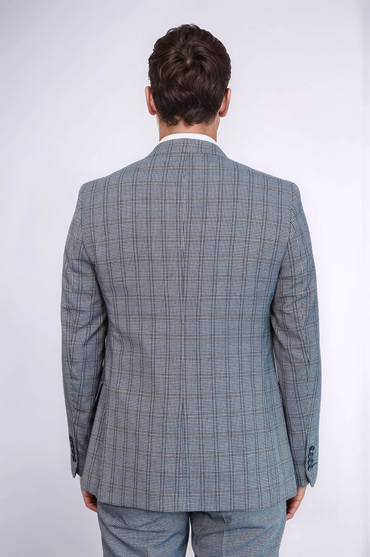 WSS Plaid Navy Slim-Fit Vested Suit  - Draguignan