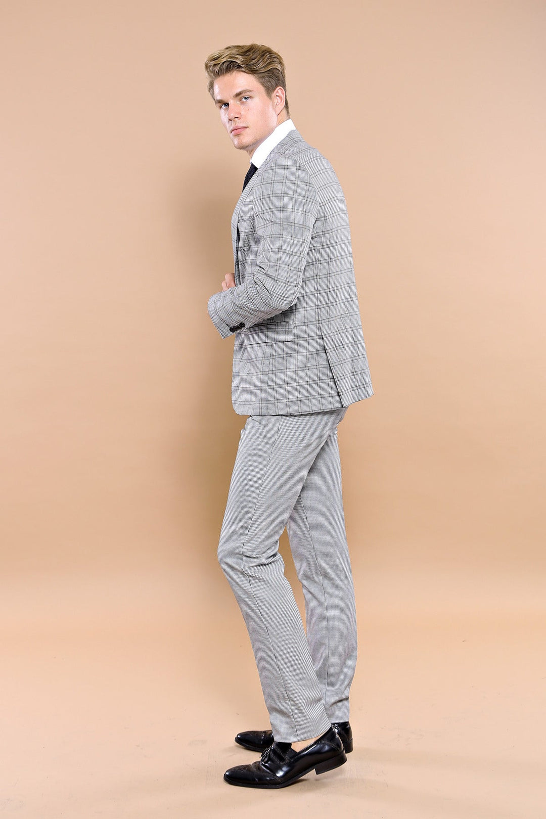 WSS Grey Plaid Vested Men's Suit  - Nelson