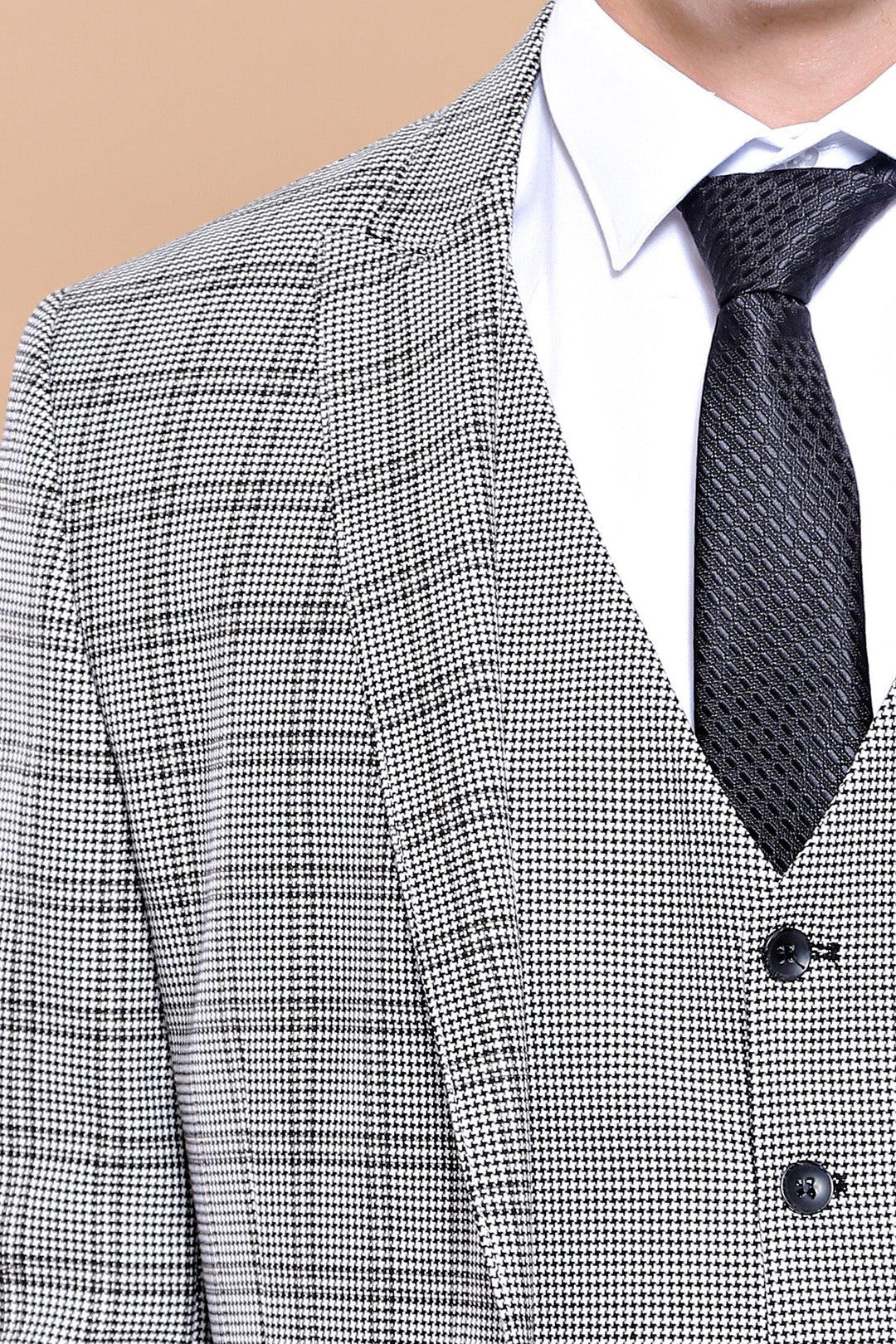 WSS Grey Plaid Vested Men's Suit  - Nelson