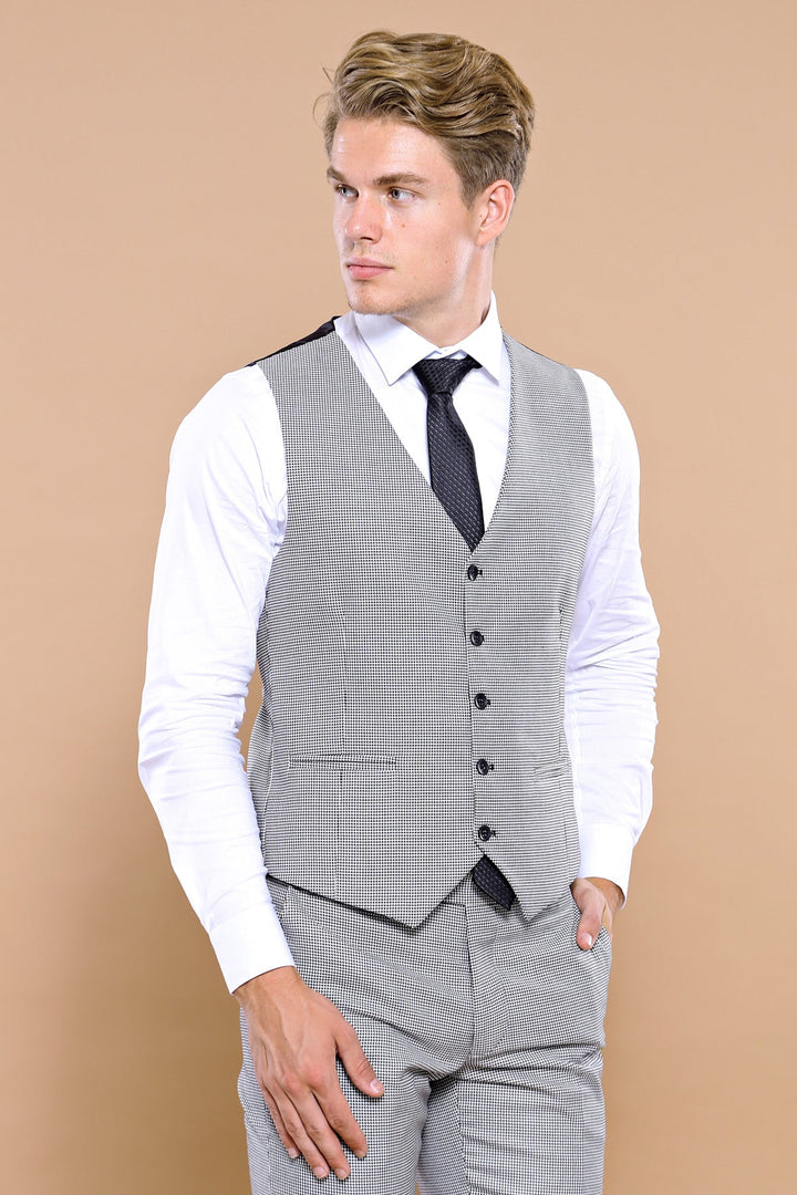 WSS Grey Plaid Vested Men's Suit  - Nelson