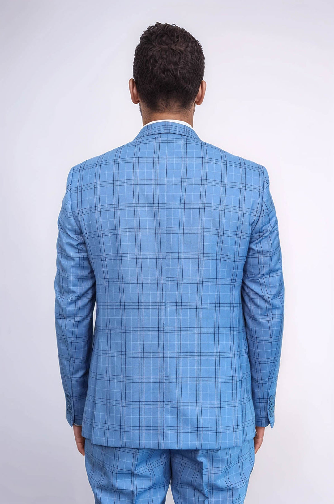 WSS Checked Light Blue Men Suit  - Greenock