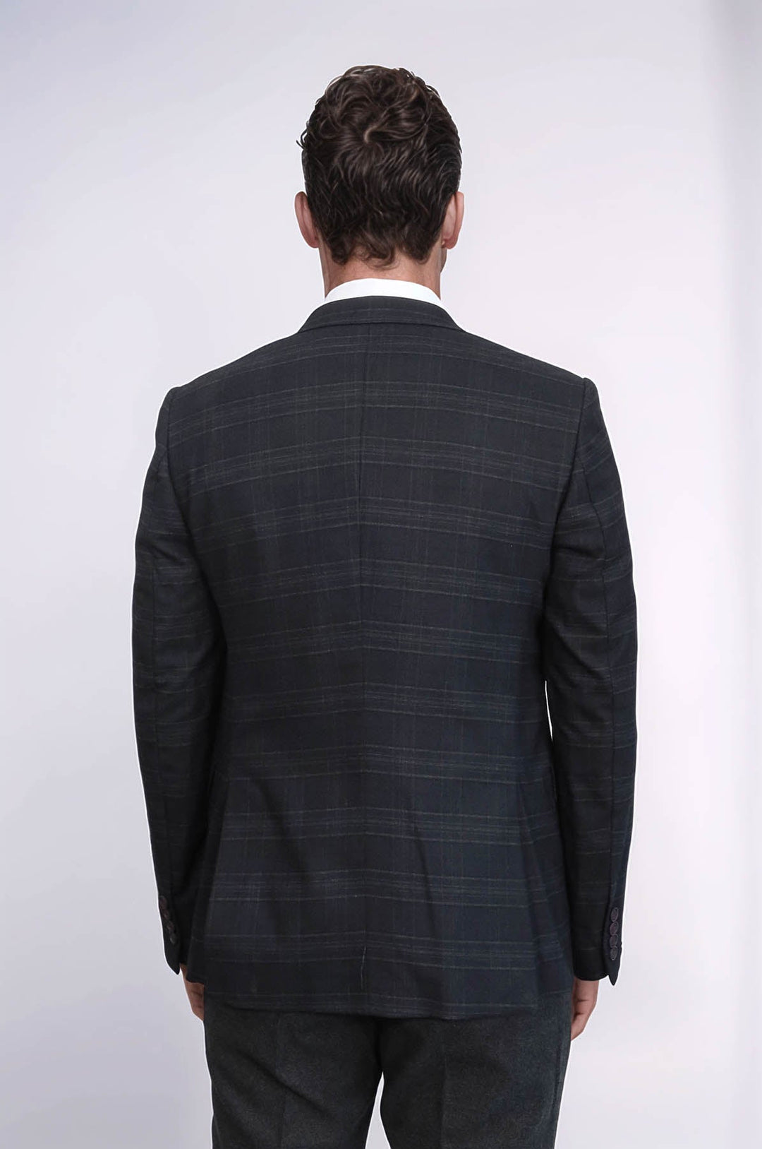 WSS Plaid 3 Piece Black Suit  - North Bergen