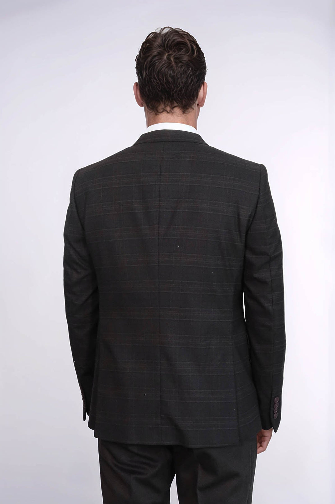 WSS Brown Plaid Men's Winter 3 Piece Suit  - Mount Vernon
